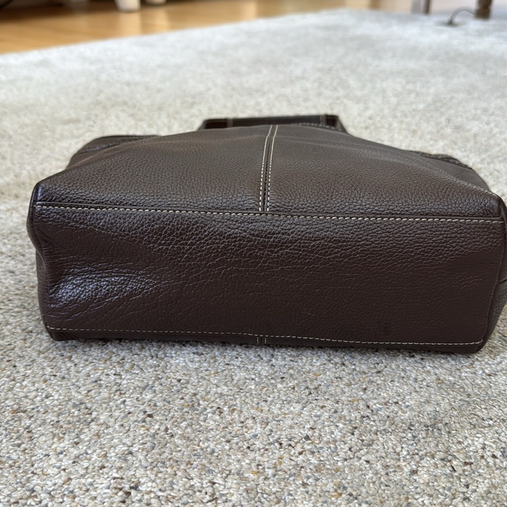 Coach Penelope dark brown leather shoulder bag with scarf, EUC - Picture 7 of 11